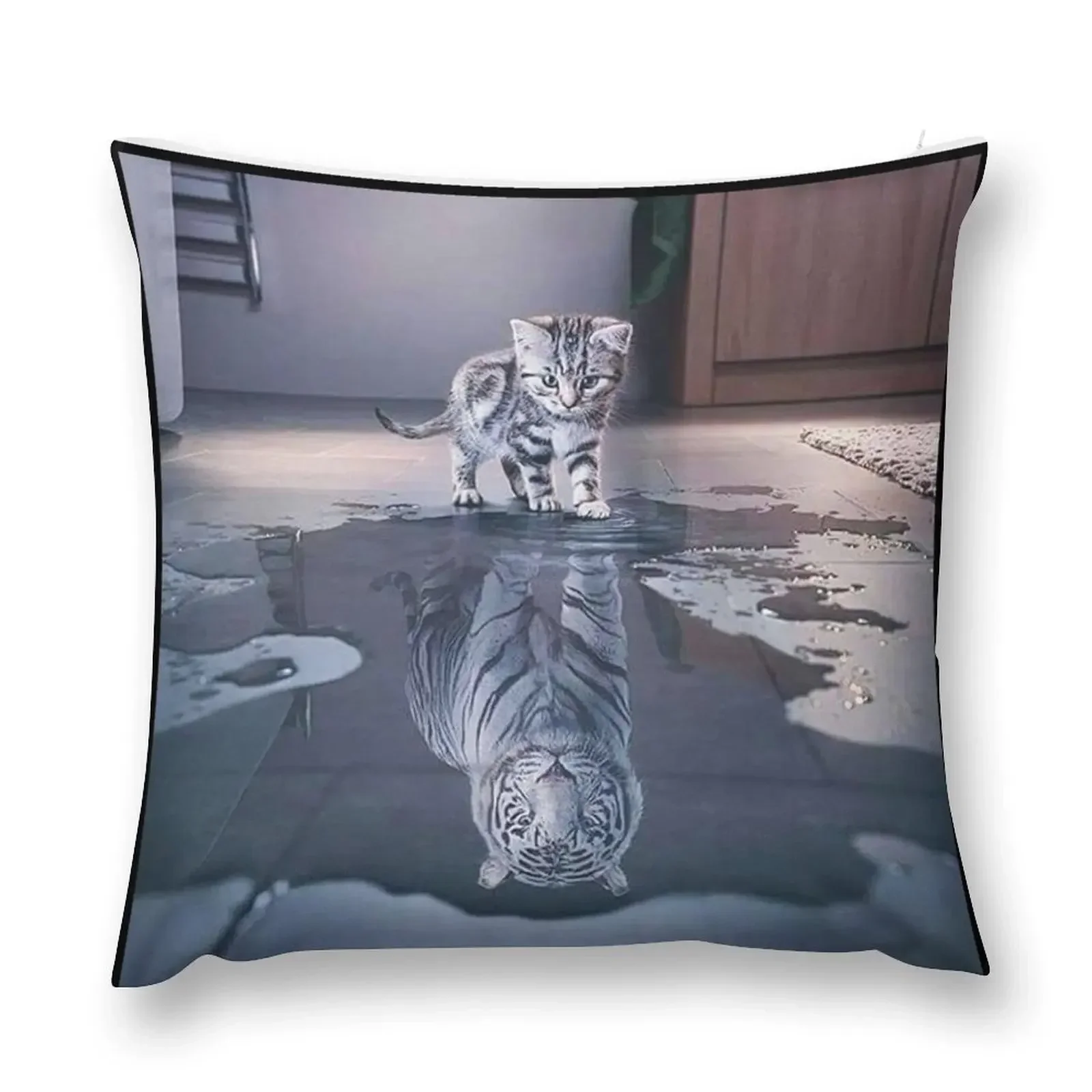 

Cat wants to be a tiger ! Throw Pillow Sitting Cushion Decorative pillowcase pillow