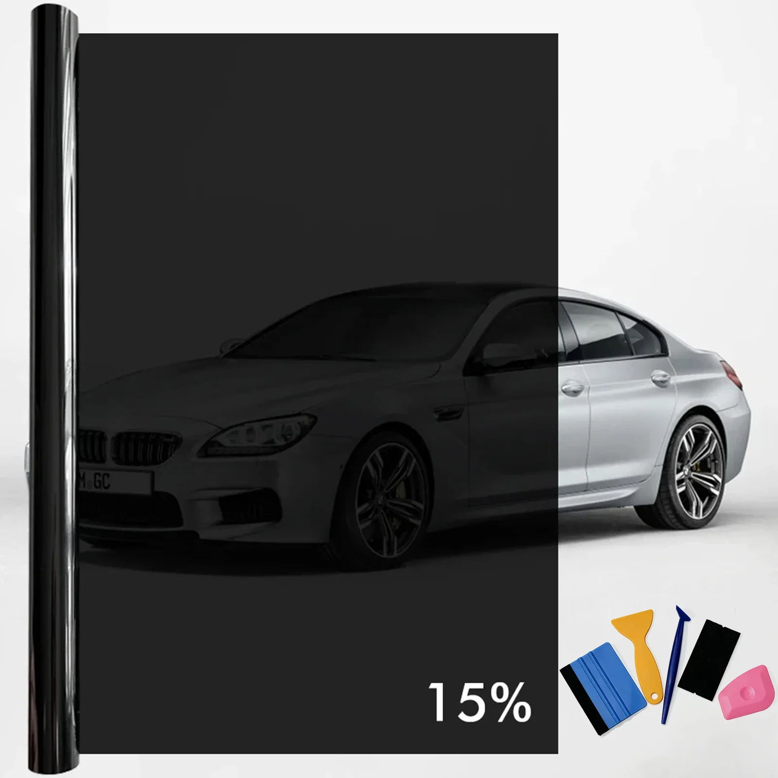 Auto-Fensterfolie 50x500cm 1-70% VLT Sichtschutz Vinyl Sonnenschutz Hitze-UV-Blocker Autoglas-Folie + DIY Werkzeugset – Detail 11