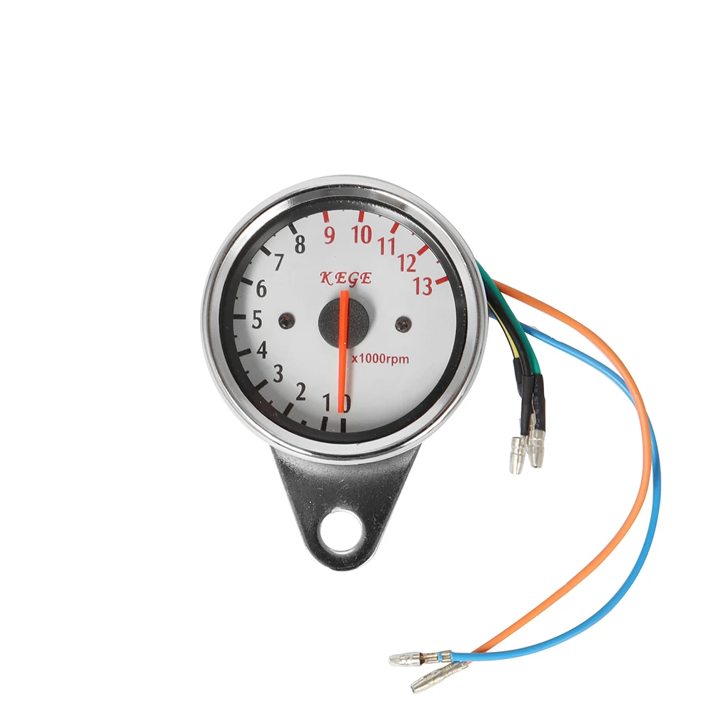 General Purpose 13000 RPM 12V Motorcycle White Chassis 5 Wire Speed Indicator Motorcycle Tachometer