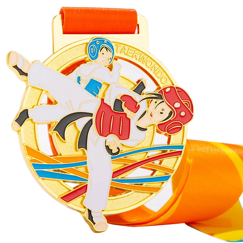 Taekwondo Competition Medals For Children, Metal Martial Arts Team Uniforms, Kickboxing Gold Medal, Commemorative Item