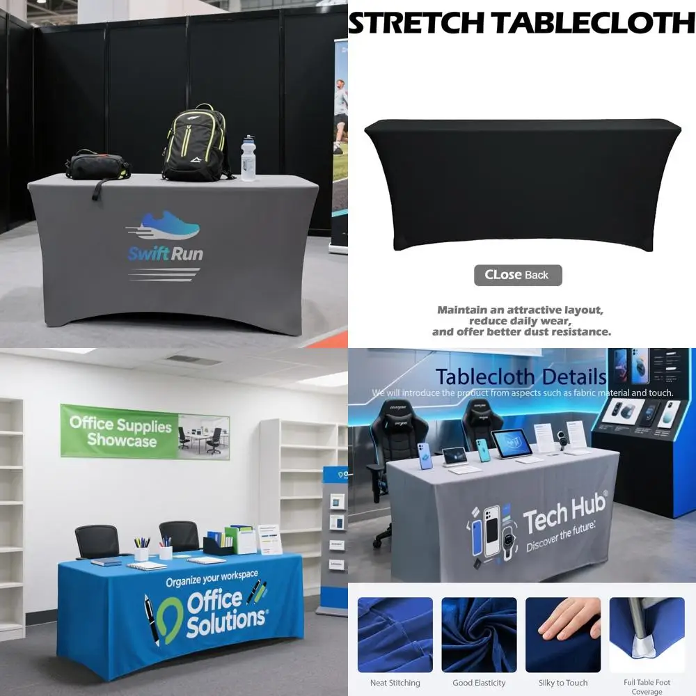 

Branded Stretch Table Cover - 6FT Backless, Customizable with Logo/Design for Events & Business