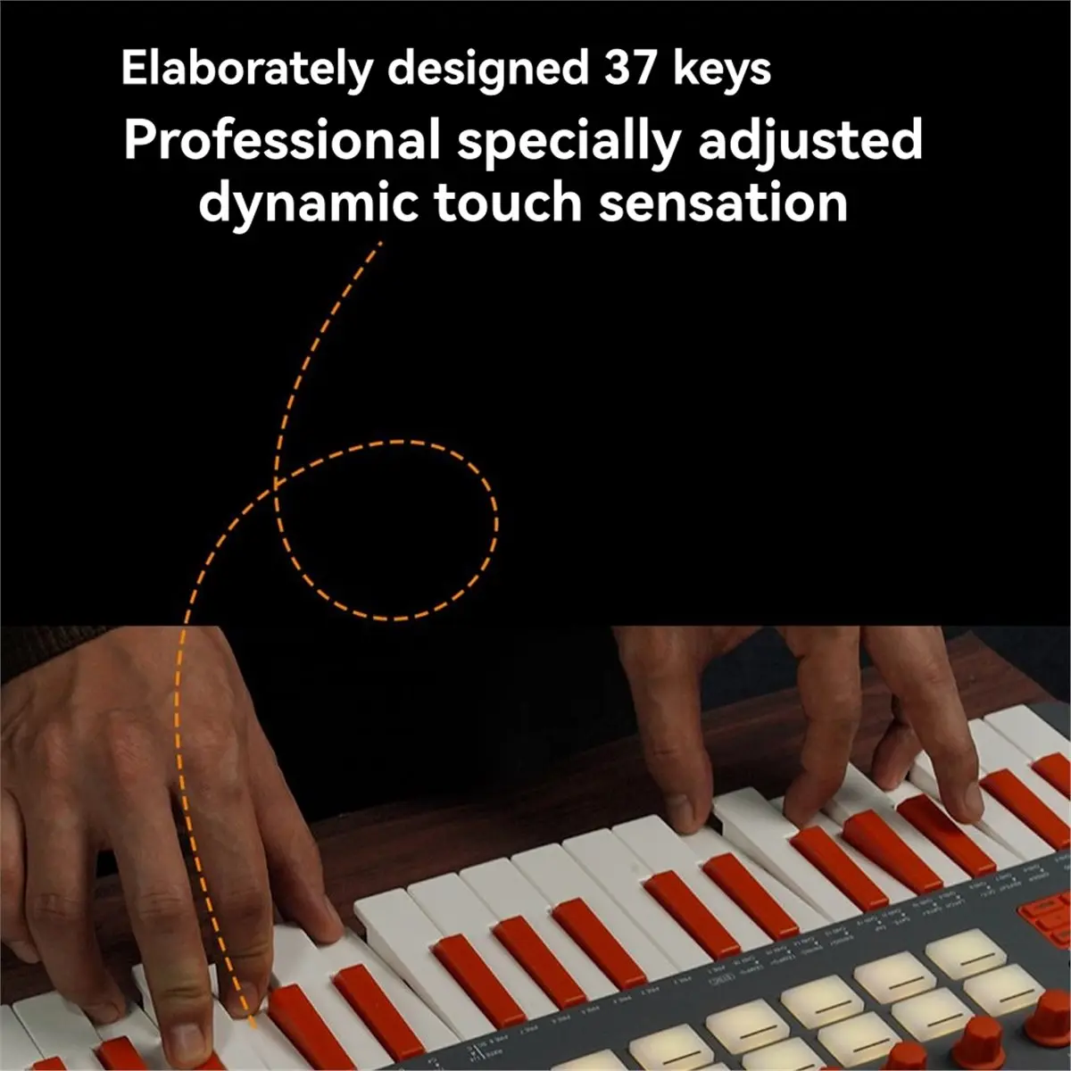 AC※▼●1210- -37 Pro 37-Key MIDI Controller with 16 RGB Pads 8 Knobs Built-in Synthesizer Portable Keyboard Instruments Digital