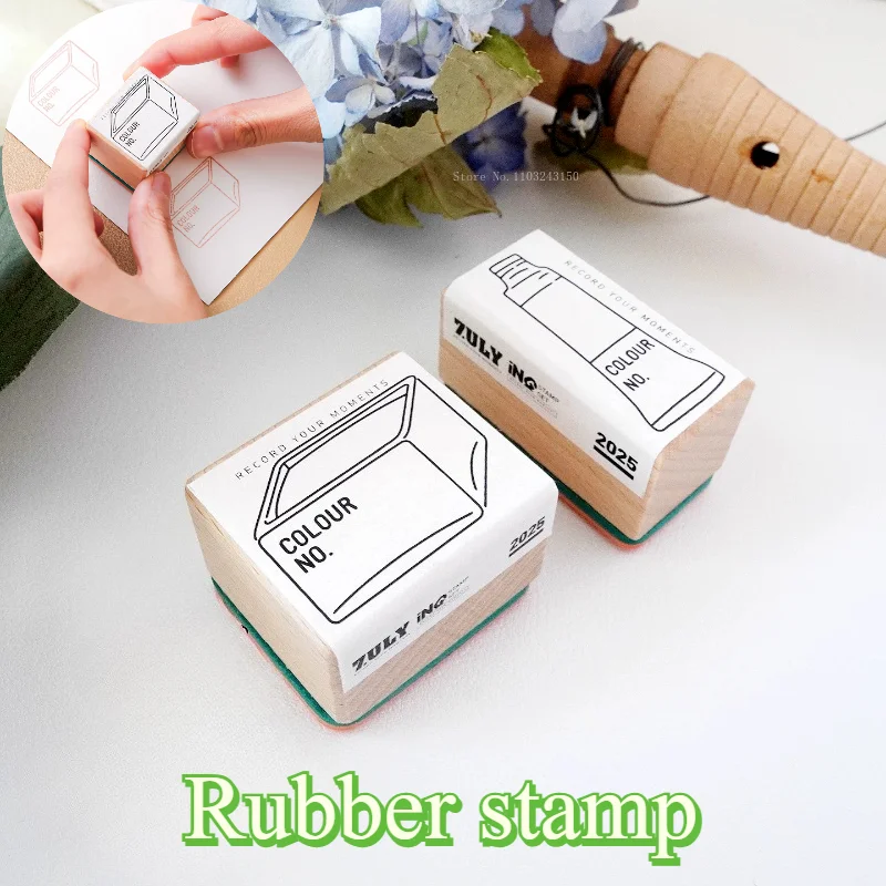 Wooden Watercolor Rubber Stamp Handmade DIY Making Color Card Birthday Card Notebook Decoration Pattern Wooden Rubber Stamp