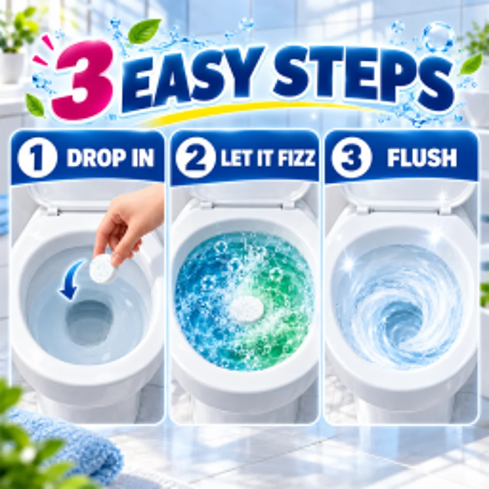 80pcs Oxygen Bleach Toilet Tablets Effervescent Power for Stains Limescale Fresh Scent Deodorizer Non Chlorine Formula Drop Flus