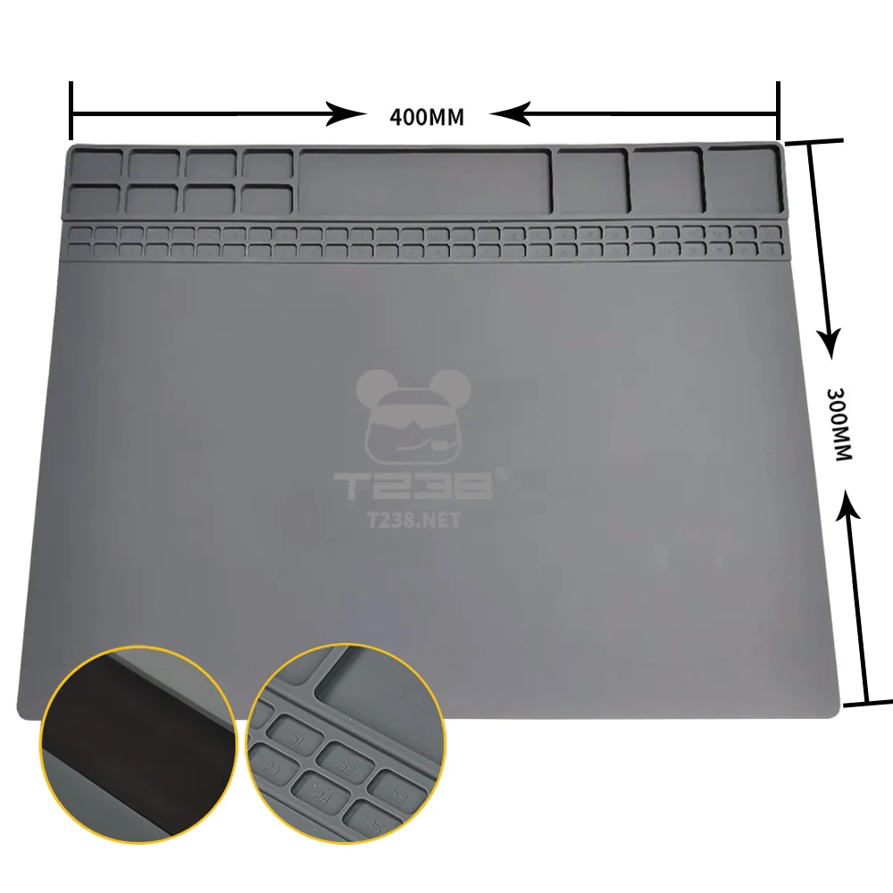 T238 Work Mat Silicone 400X300mm Magnetic Silicone Soldering Mat Electronics Work Mat