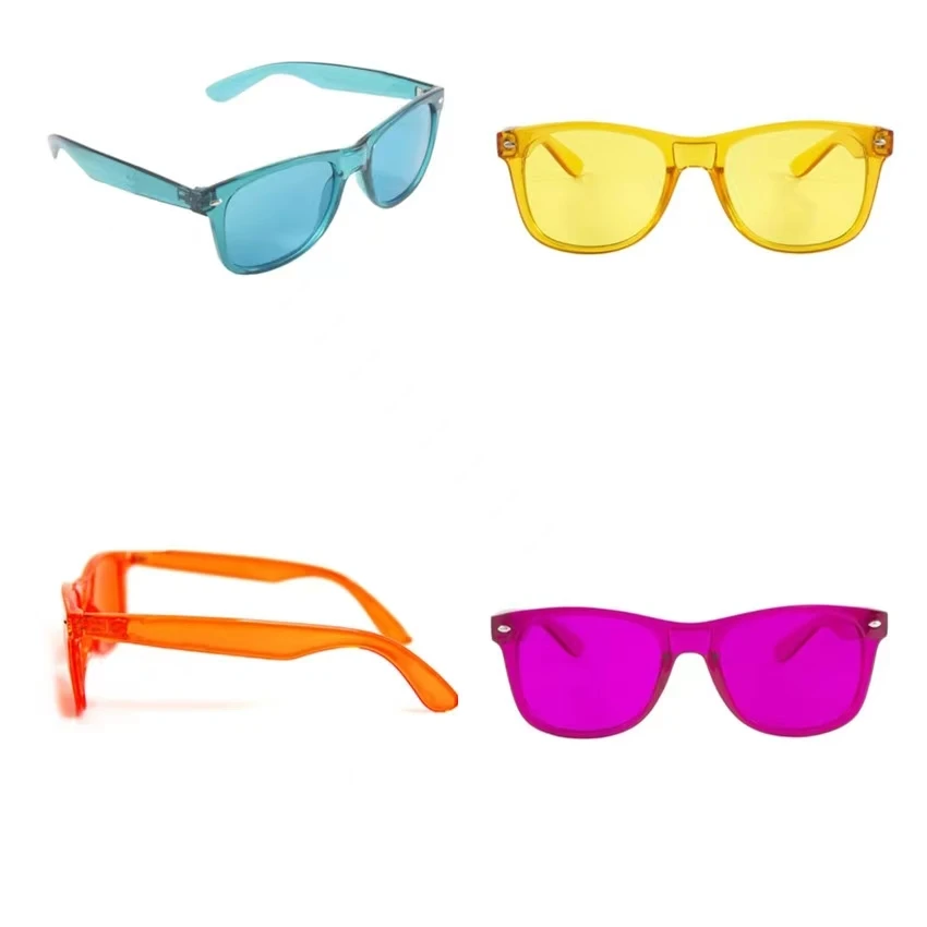 8pcs Colour Light Therapy Chakra Healing Glasses,Colored Lenses Mood-boosting Chromotherapy Glasses,Ultimate Fashion Sunglasses