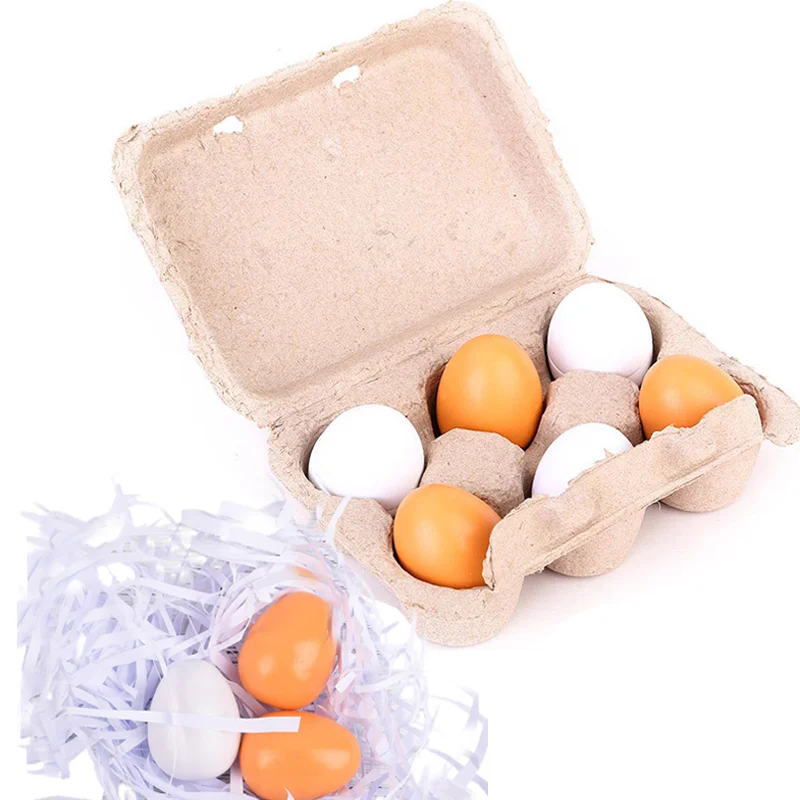 Uova di simulazione della casa dei giochi per bambini in legno, giocattoli da cucina, set di uova, accessori per la casa dei giochi
