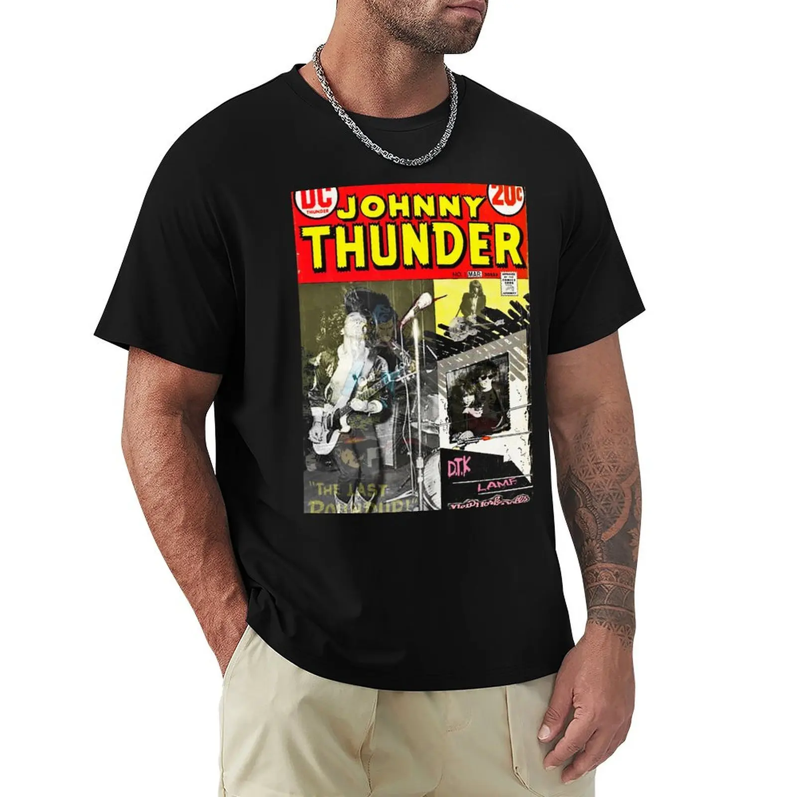 Johnny Thunders as Johnny Thunder T-Shirt Basic Plain Short Sleeve Crew Neck Tee