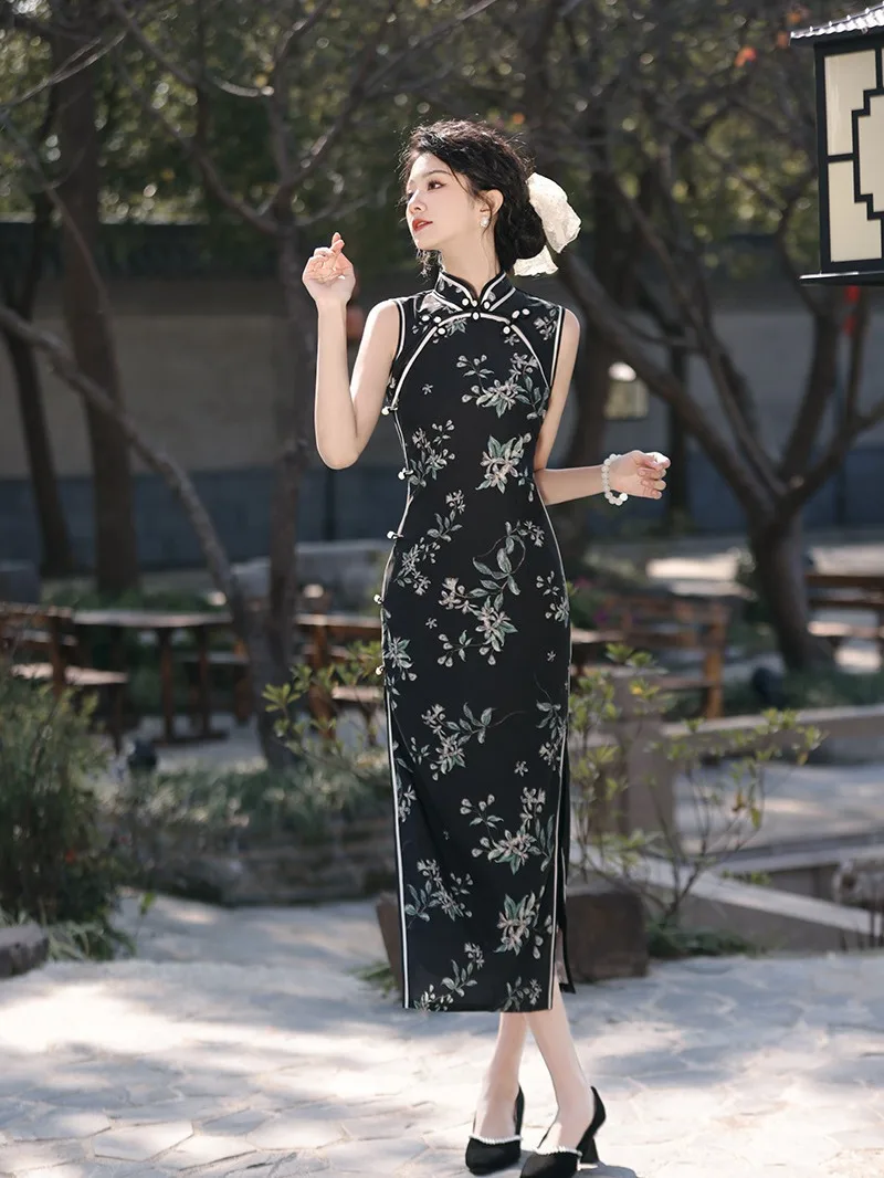 Cheongsam vintage chinois pour jeune femme, qipao de Shanghai, style rétro, robe améliorée pour femme, jupe 03, nouveau, 2024