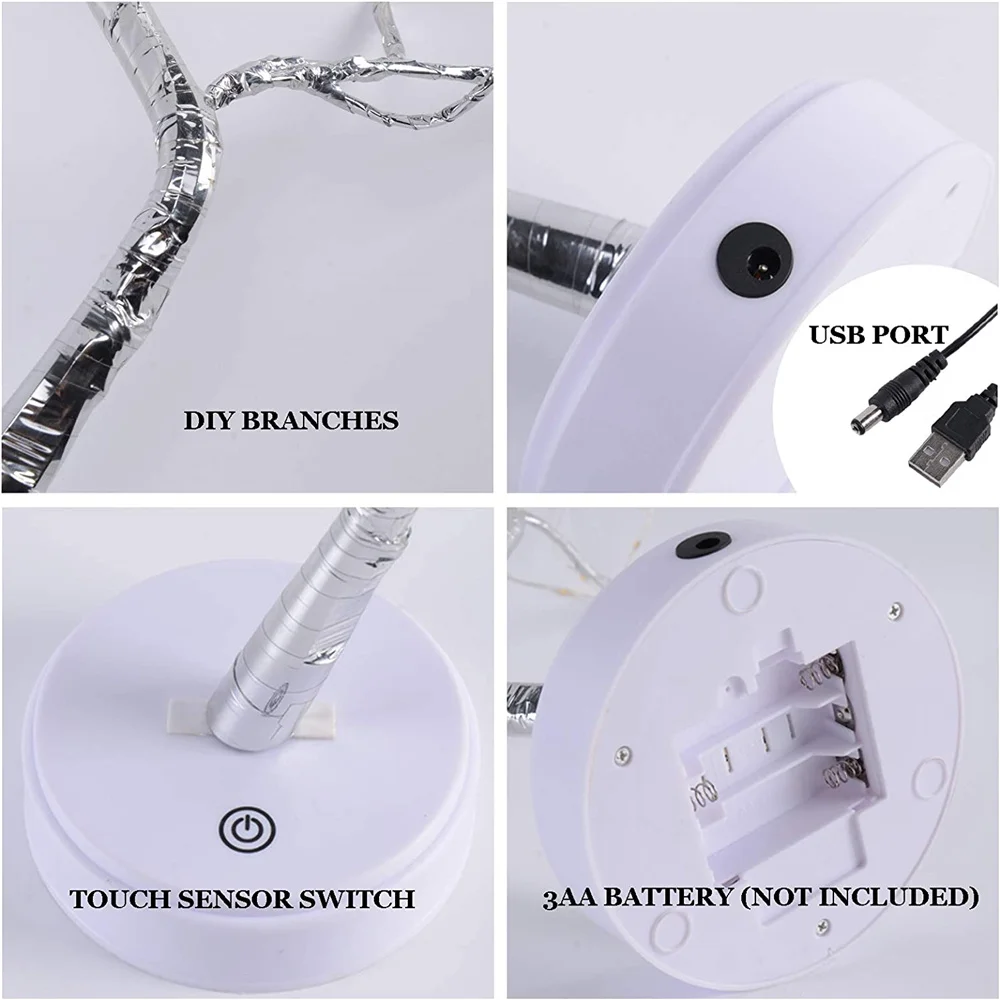 Remote Sprankelende Sprookjesboom Lamp 108 Led Diy Kunstmatige Slaapkamer Nachtlampje 8 Modi Usb Batterij Bonsai Boom Nachtlampje