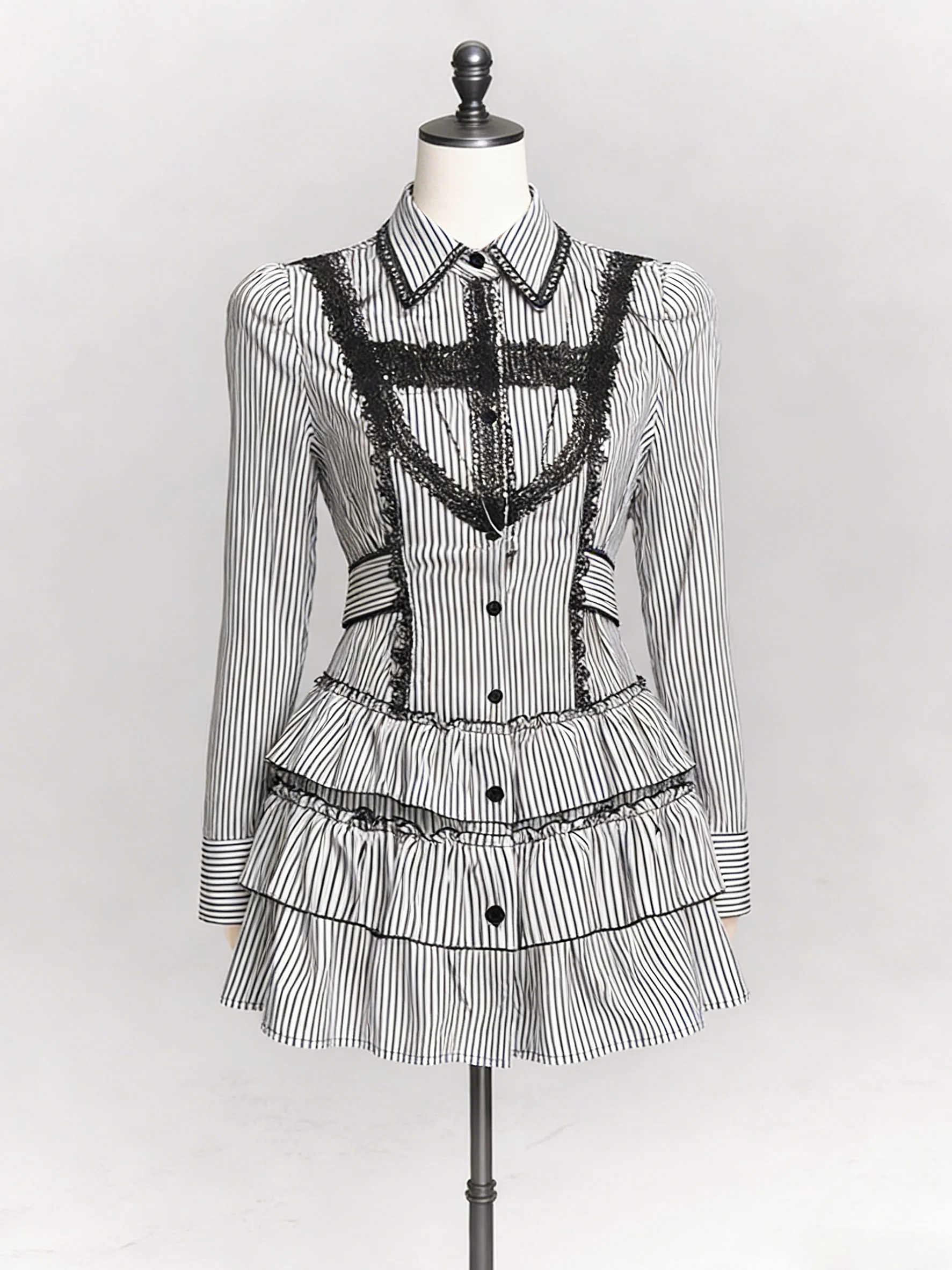 Autumn Black Gothic Lolita Short Party Suits Women Long Sleeve Coat + Pure Color Mini Dress Sets Fashion High Waist Outfits Chic