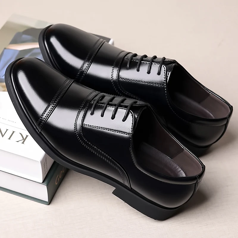 Leather shoes for men three-pointed leather spring and autumn business low-top formal black work