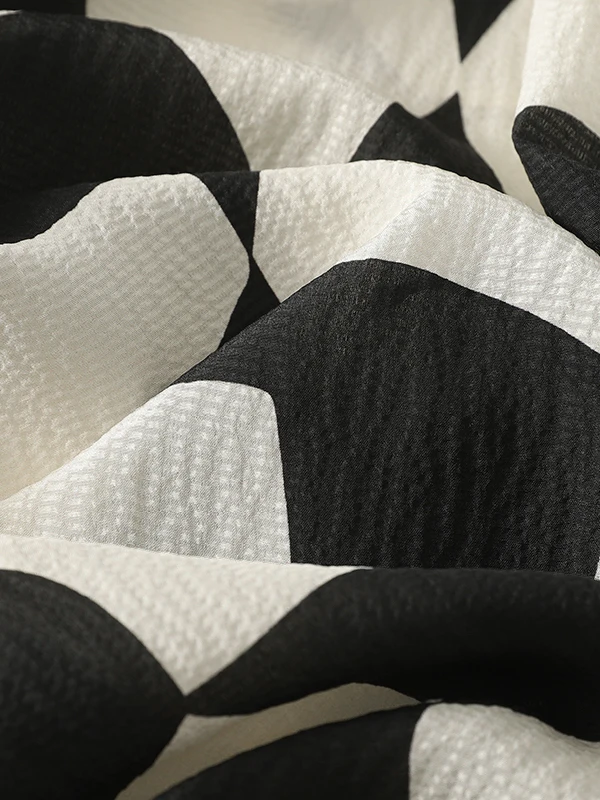 Verão geométrico blo impressão v-ne scvel feminino dr legal solto sentimento de seda emagrecimento a linha longo dr