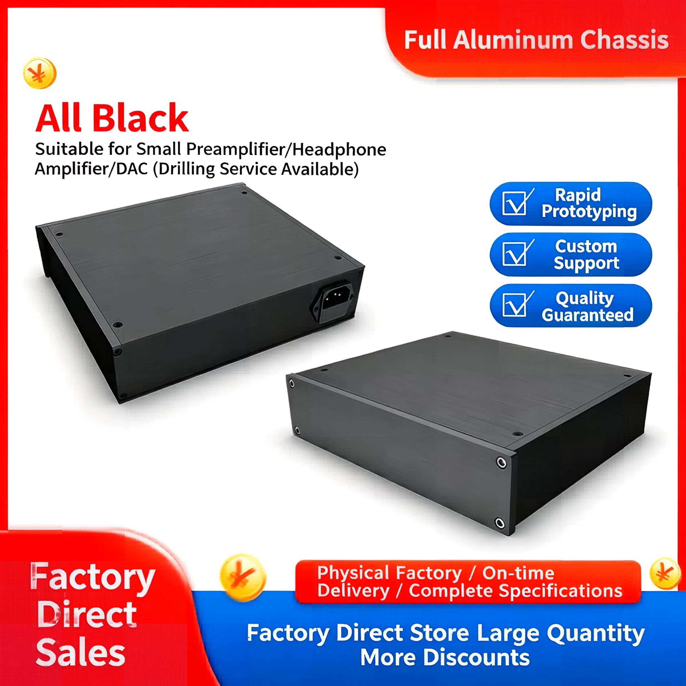 Qingfeng - Aluminum Case 2205 Short Version Small Preamplifier/Headphone Amplifier/DAC