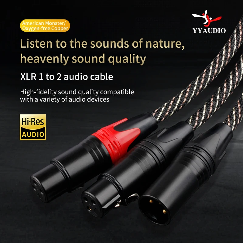 YYAUDIO  XLR Splitter Cable 1 XLR Female To 2 XLR Male Patch Y Cable Balanced Microphone Splitter Cord Audio Adaptor