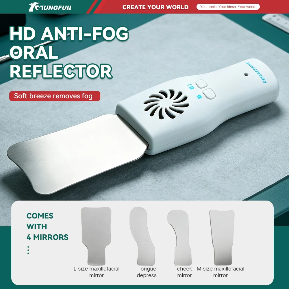 Electric Anti‑Fog Reflector Set USB Rechargeable Oral Photography Mirror Stainless Steel Reflective Plates for Orthodontic Intra