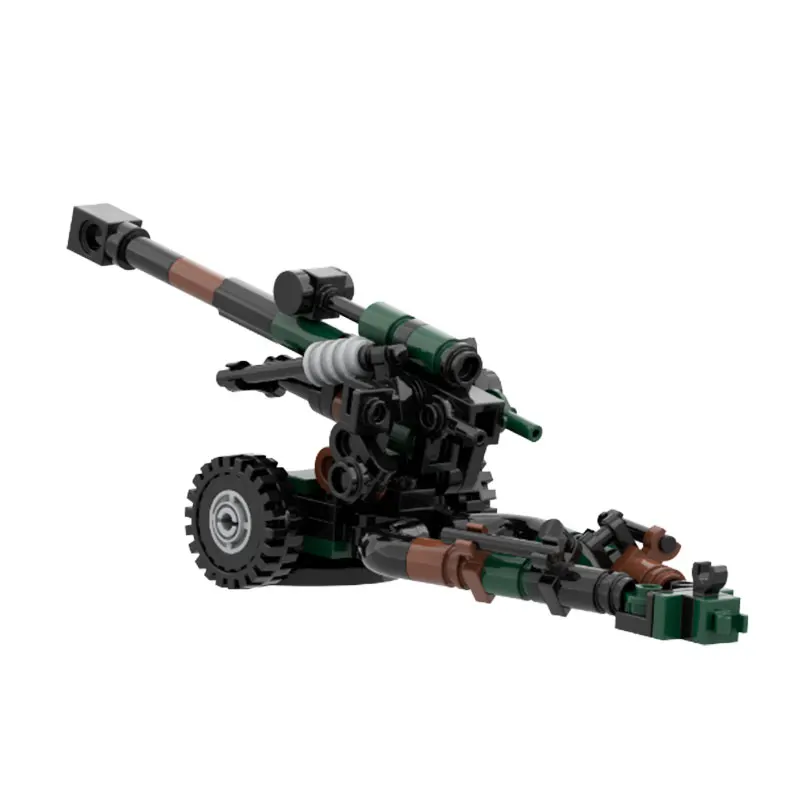 2024 New Building Blocks WW II Military L118/L119/M119 UK/US 105mm Light Gun Weapon 1:35 Scale DIY Model Puzzle Education MOC