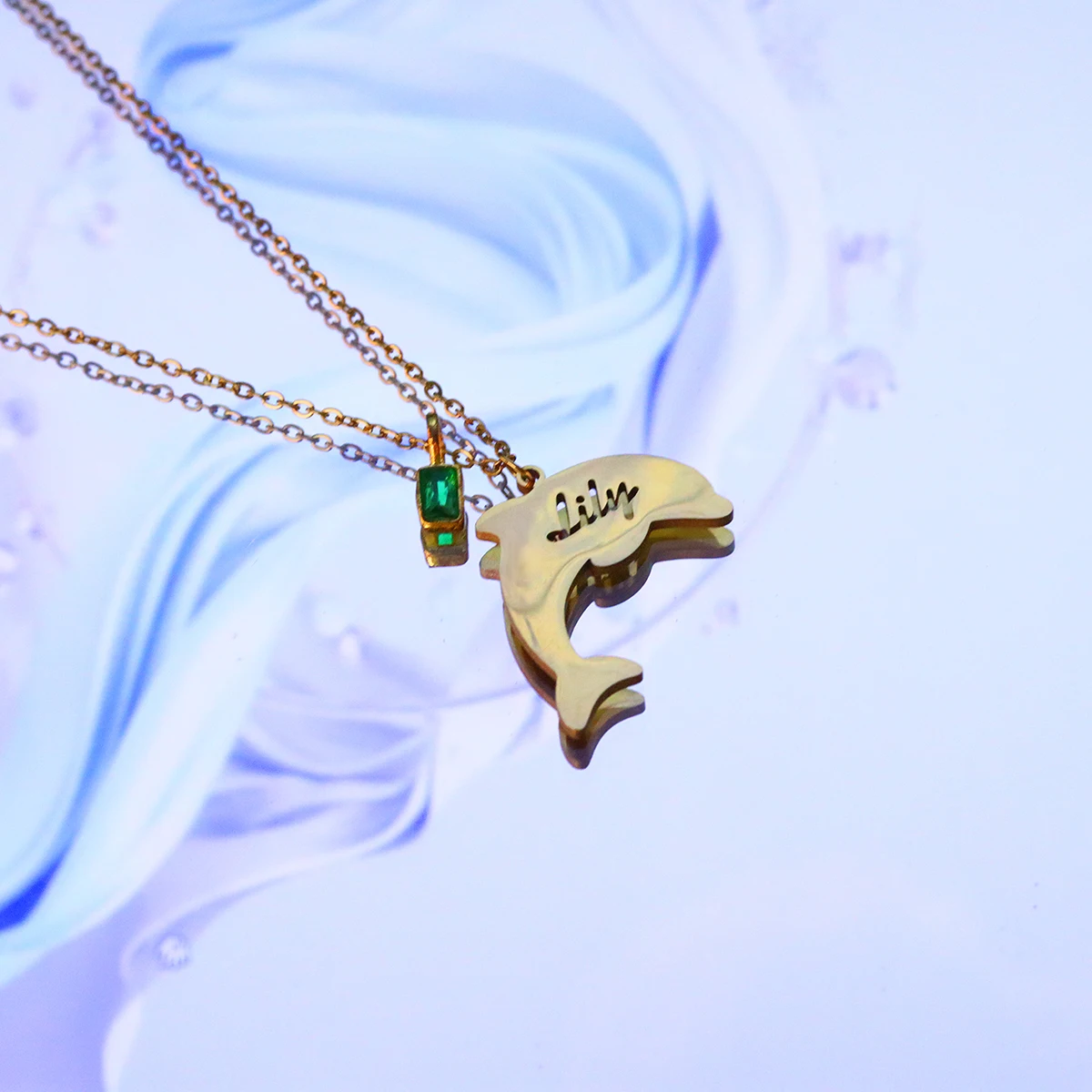 Todorova Custom Name Women Cute Dolphin Whale Pendant Necklace Stainless Steel Marine Animal Fashion Jewelry