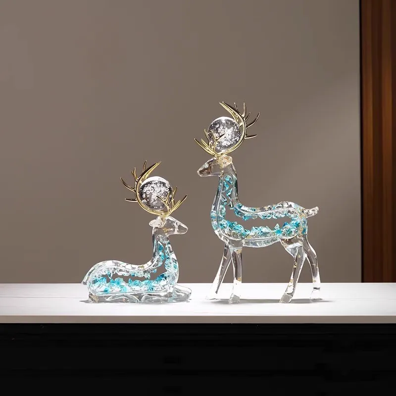 Crystal Lucky Deer Ornament A pair of living room wine cabinet office decorations