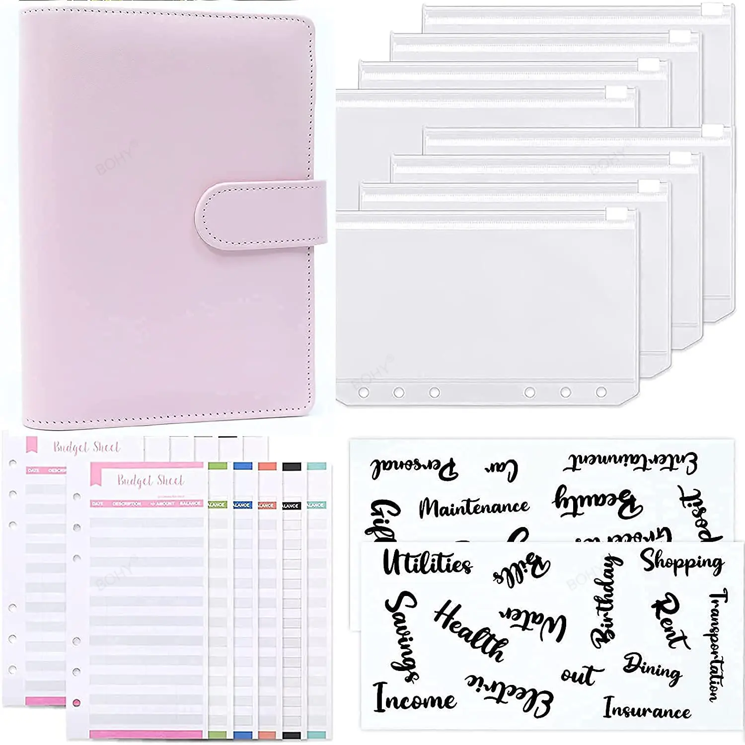 binder orcamento binder with zipper capas de notebook money saving envelope sem bolsos plastic zipper planner tamanho a6 tamanho a6 01