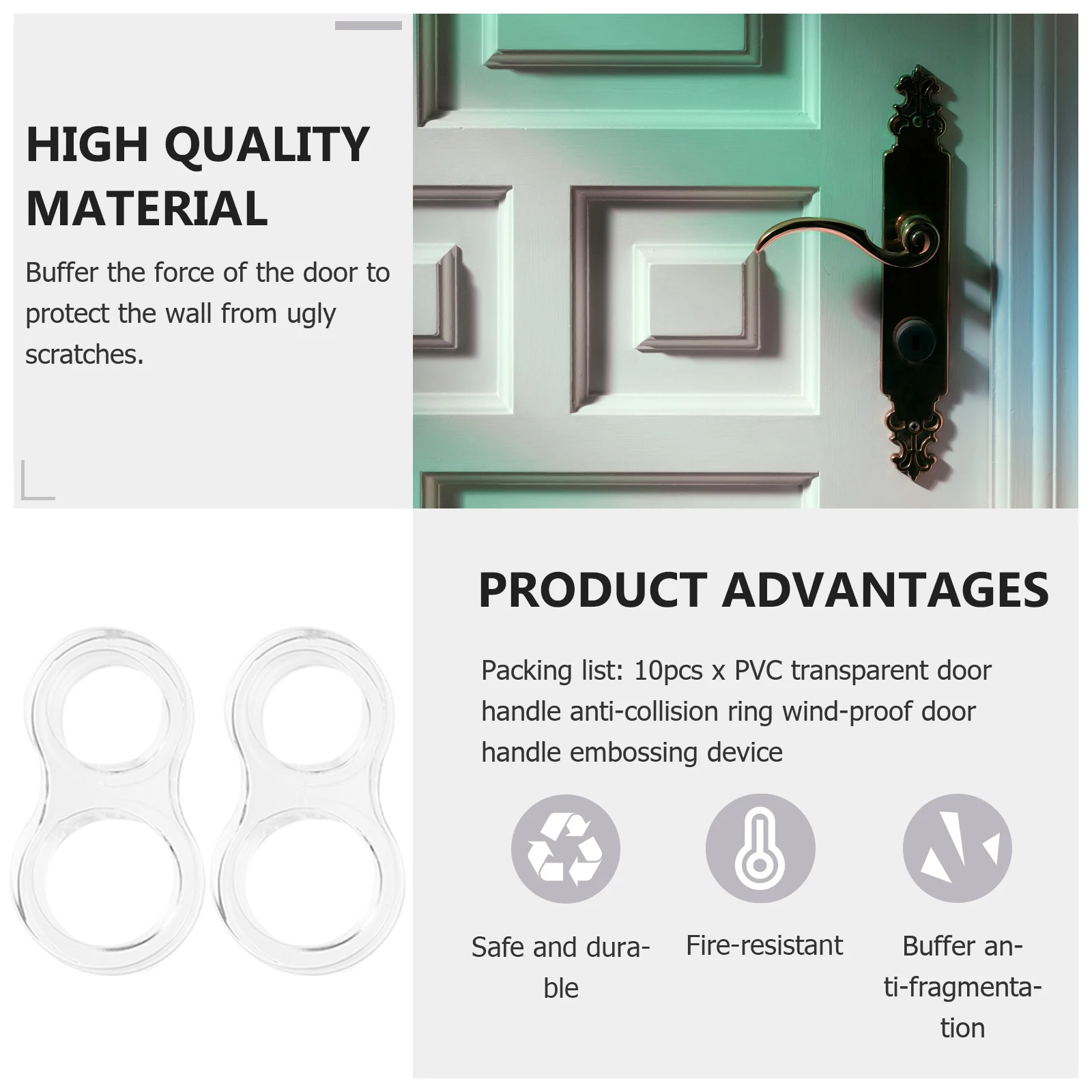

10 Pcs Anti-collision Door Bumper PVC Handle Protector Stoppers Rings