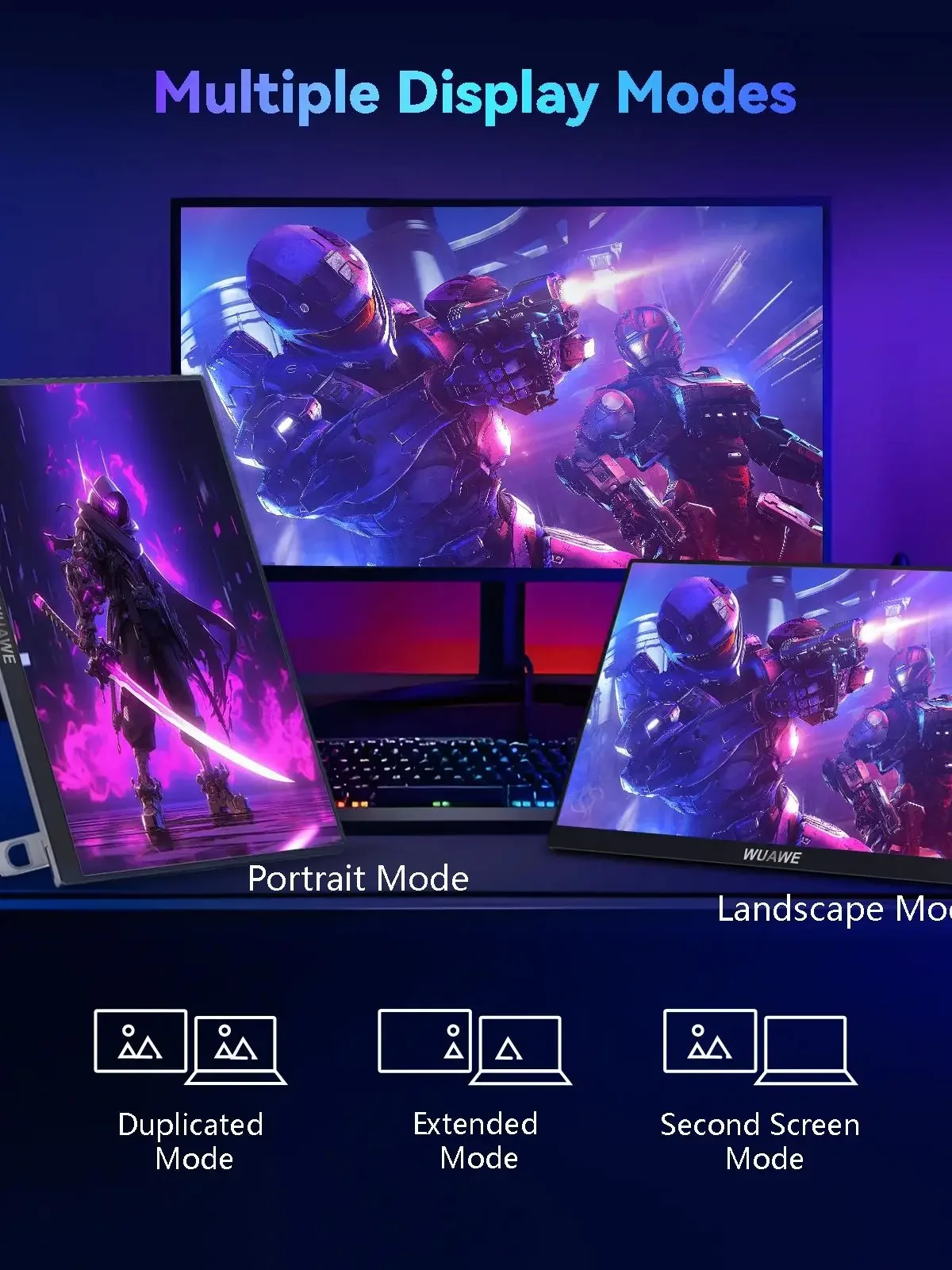 16 "120HZ Gaming Afor Laptop, Layar PC 16 Inci 1200P IPS LCD FHD Layar Komputer Kedua Eksternal untuk Ponsel