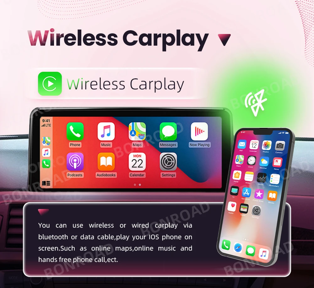 BONROAD 8+128GB Carplay Android auto Multimedia Player Car Radio For BMW 1 2 3 4 Series F20 F21 F22 F30 F31 F32 F33 F34 F36 M4