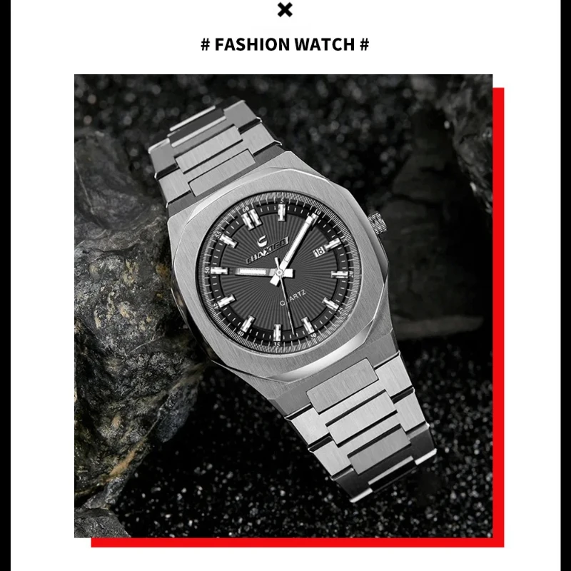 CHAXIGO 6121 Quartz Steel Strip Men's Watch Luxury Watch Waterproof Calendar Watches for Men Relojes Para Hombres Reloj Hombre