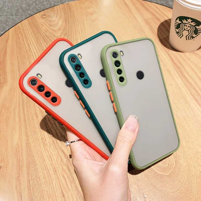 Skin Feel Matte Silicone Phone Cover for Xiaomi Redmi Note 8 Pro Note 8 9 9s 10 10s Pro 4G Contrast button Shockproof Case
