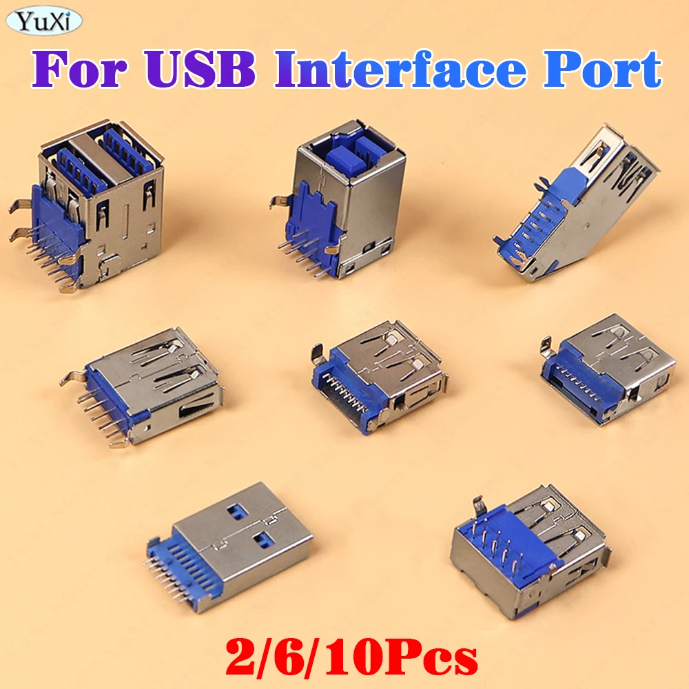 USB-3.0-AF AM Type Port Male Female Solder Jacks Connector PCB Socket For USB3.0 Interface Port 90/180 Degrees SMT 2/6/10pcs