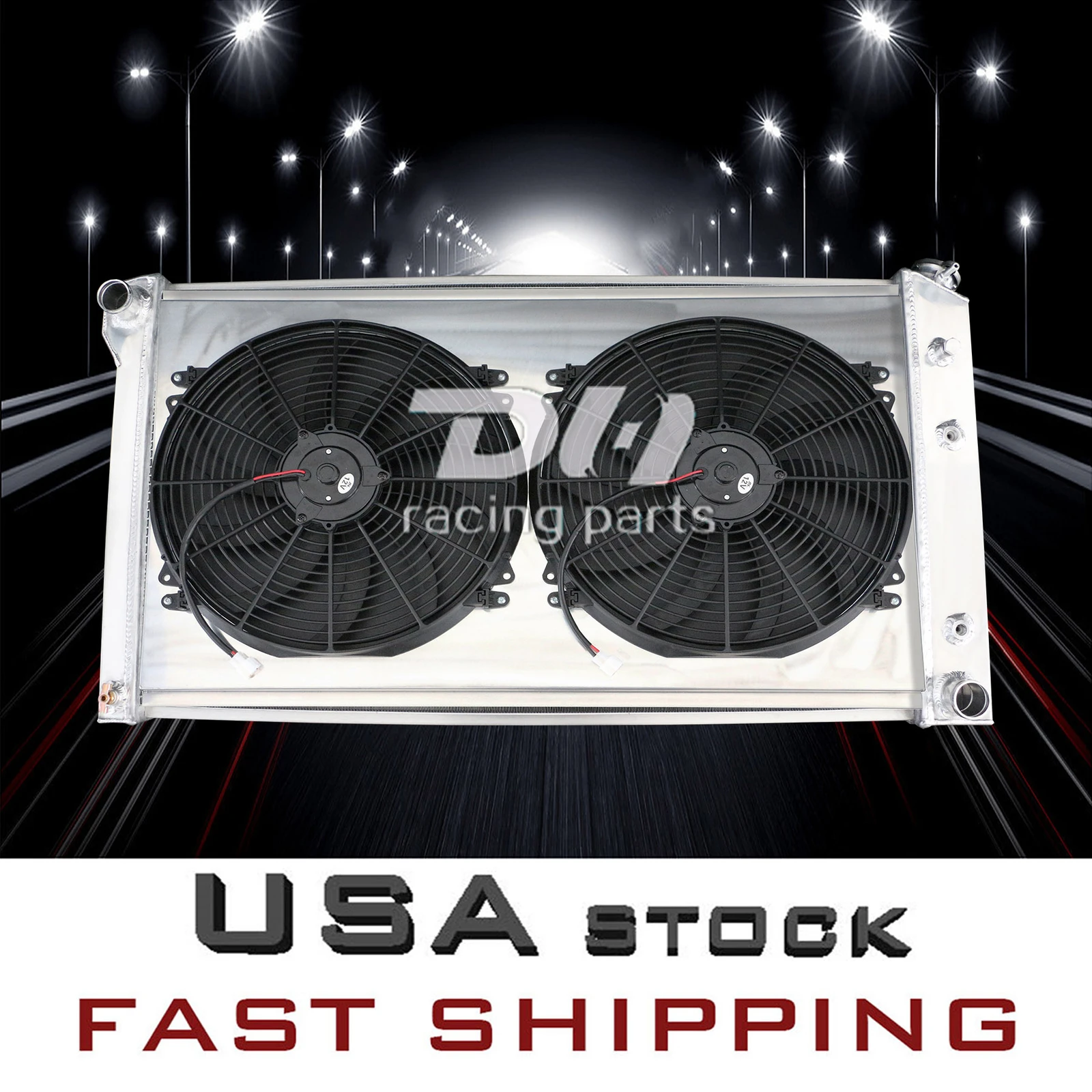 1989-1991 Chevy R2500 Suburban/GMC V3500 7.4L 3열 알루미늄 라디에이터+슈라우드 팬용