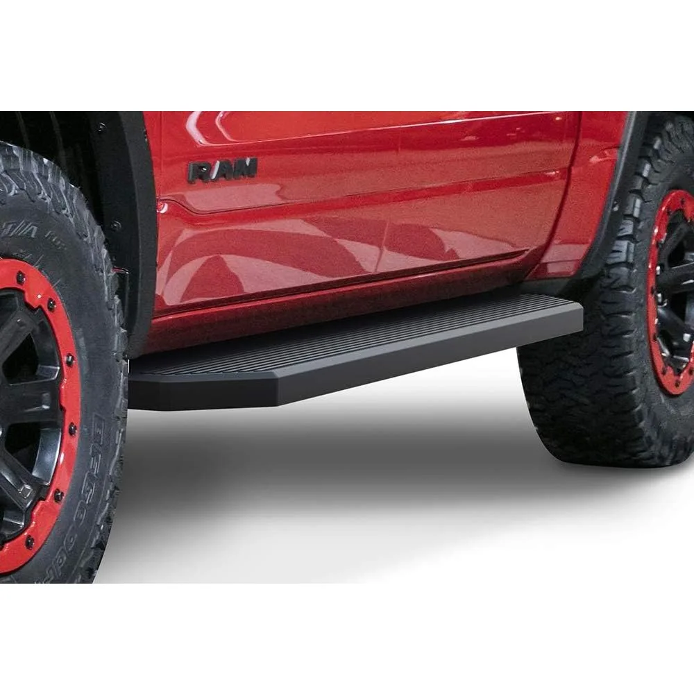 6 بوصة (أسود الفولاذ المقاوم للصدأ نمط مسطح) لوحات الجري Nerf القضبان خطوات جانبية خطوة السكك الحديدية متوافقة مع Ram 1500 2019-2025 Crew