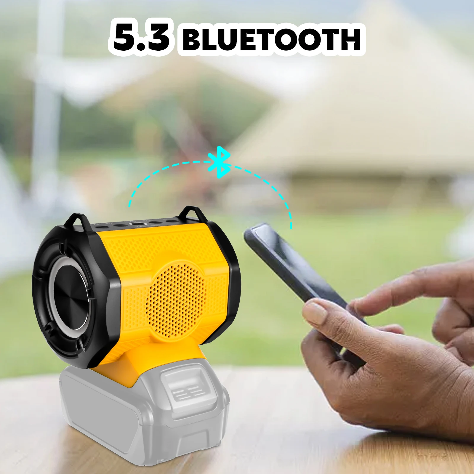 مكبر صوت محمول مناسب لبطارية Dewalt 20 فولت مع منفذ شحن USB ونوع C ومكبر صوت لاسلكي متوافق مع البلوتوث (بدون بطارية)