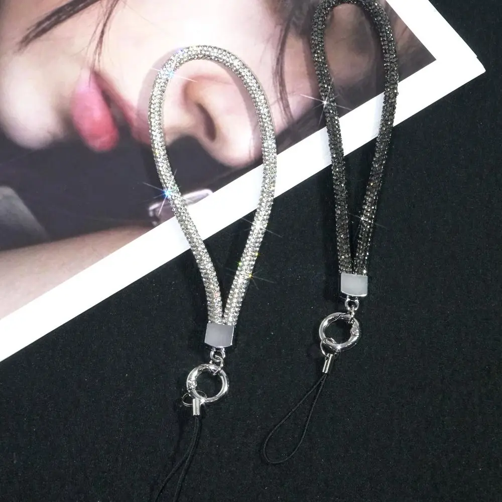 Flashy Keychain Rhinestone Phone Lanyard Bright Bling Bling Glitter Wrist Straps Hanging Cord Phone Accessories