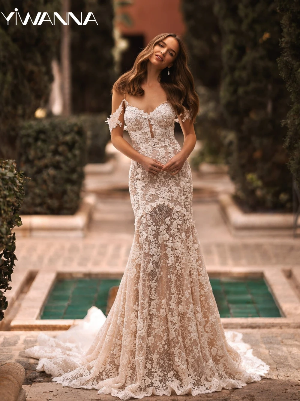 

2025 Off The Shoulder Wedding Dress Classic Lace Appliques Bride Robe Sparkly Mermaid Long Bridal Gown Customized Robe De Mariée