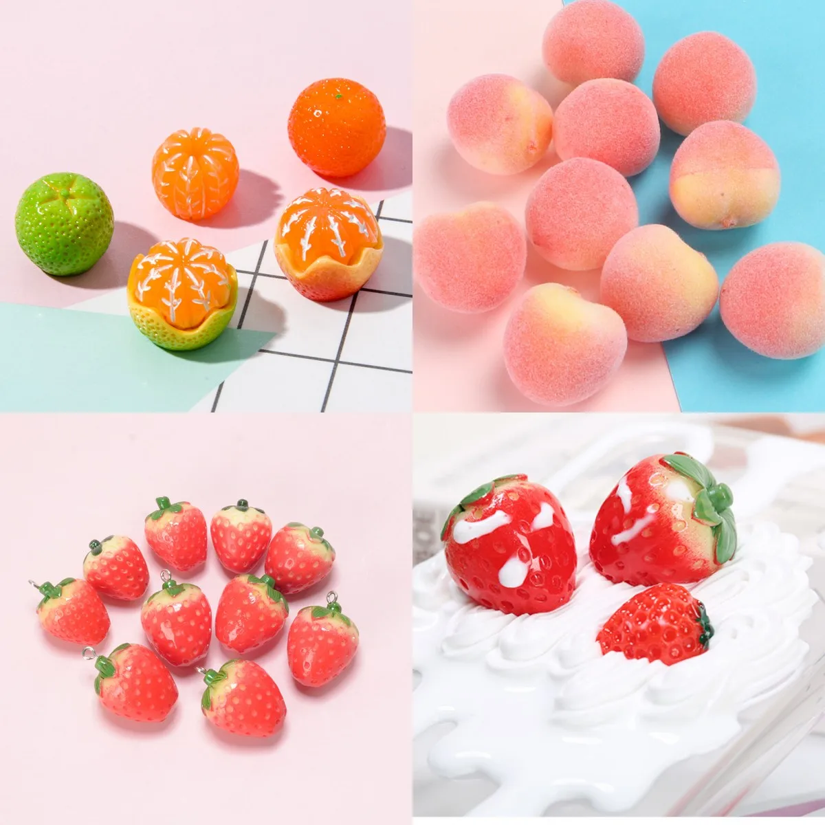 Miniature Items Simulation Tangerine Orange Mini Fruit Peach Flat Peach Strawberry Doll House Accessories Food Pretend Play Toys