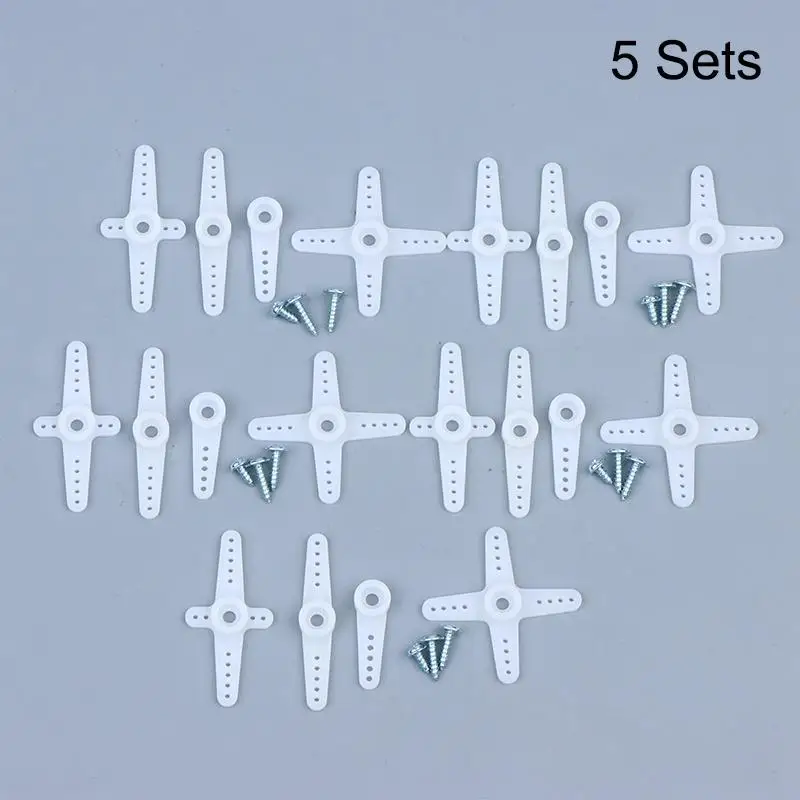 5Sets SG90 9G Servo Horn Arms Kit, Plastic Servo Replacement Horn With Mounting Screws For SG90 RC Servo Motor