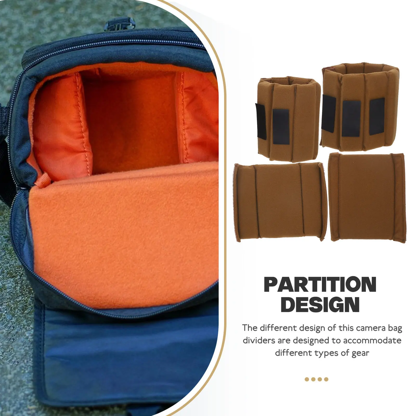 4Pcs Camera Bag Divider Insert Self-Adhesive Layout Customizable Organizer for Photography Gear Dslr Lens Protection Water