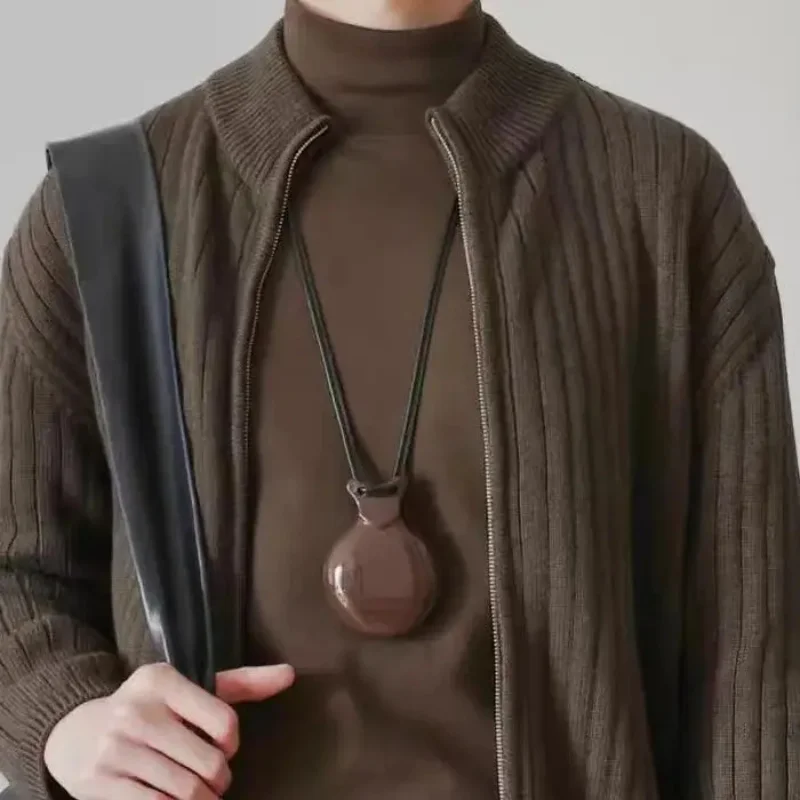 

Музыкальное зеркало, ожерелье из смолы, модный темперамент, можно открыть двухстороннее зеркало, кожаная веревка, цепочка для свитера