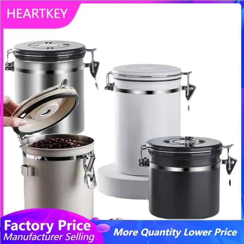 

Coffee Canister Stainless Steel Airtight Coffee Bean Airtight Can Dry Fruit Tea Can Kitchen Food Storage Container with Scoop