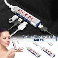 1Pcs Type-C Turn USB Adapter Multi Port Distributor Hub For Nissan GTR X-trail Tiida Qashqai J10 J11 Leaf Kicks Car Accessories