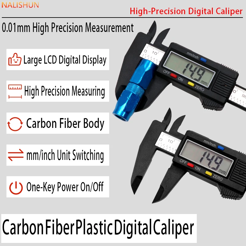 100mm 150mm Electronic Digital Caliper Carbon Fiber Dial Vernier Caliper Micrometer Measuring Tool Digital Ruler New Model 2026 Includes One Button Battery