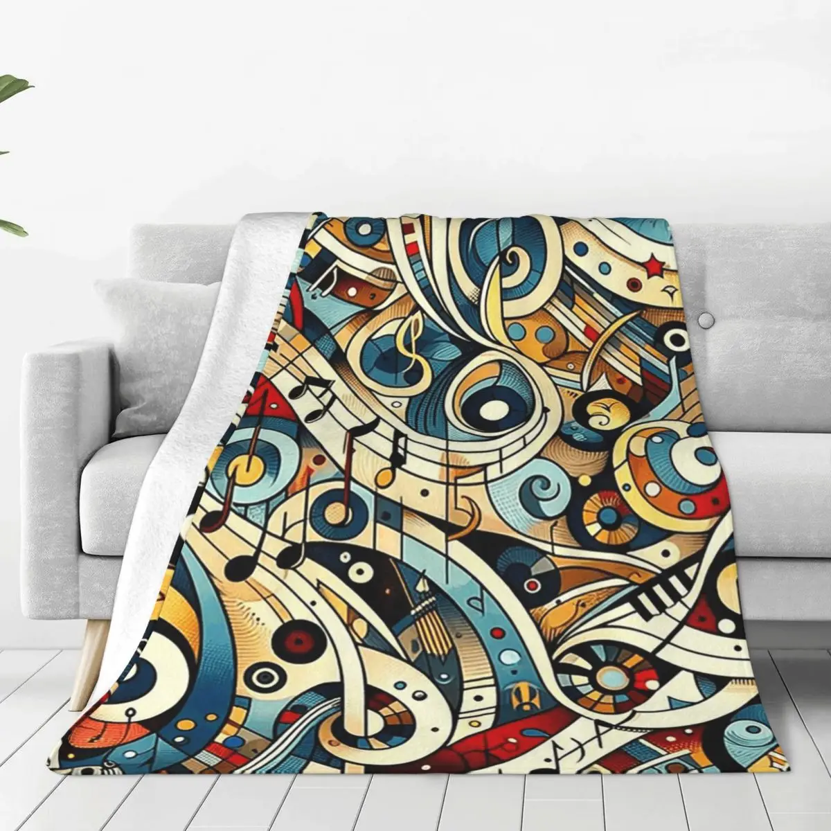 Symphony In Swirls A Musical Note Journey Blanket Flannel Throw Blanket Cover for Bed Living room Picnic Travel Home Couch
