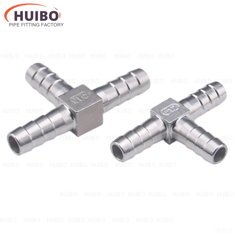 1pcs 304 Stainless Steel T-Shape Tee Barb Hose Fittings 6mm- 32mm Pagoda Plumbing Connector 3 Way Hose Tube Barb Barbed Coupling