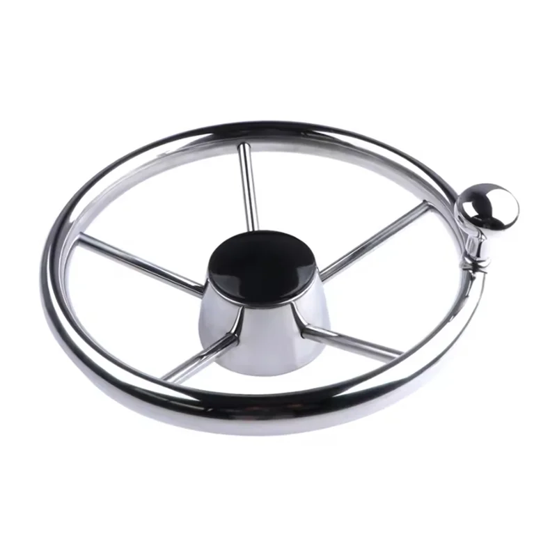 

A80X-Boat Accessories Steering Wheel With Knob Stainless Steel 5 Spoke 25 Degree 11Inch For Marine Yacht
