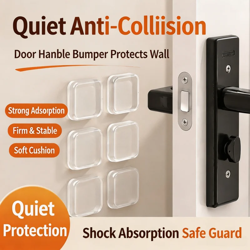 Silicone Door Handle Bumper Wall Protector, Transparent Invisible Anti-Collision Pads, Shockproof Self-Adhesive Sticker for Hous