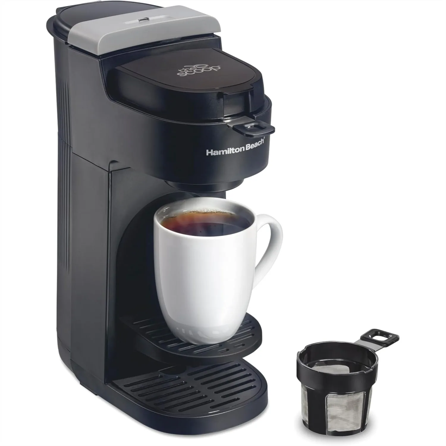 

Hamilton Beach Single Serve Coffee Maker, Brews 8-14oz Cups in Minutes, Black