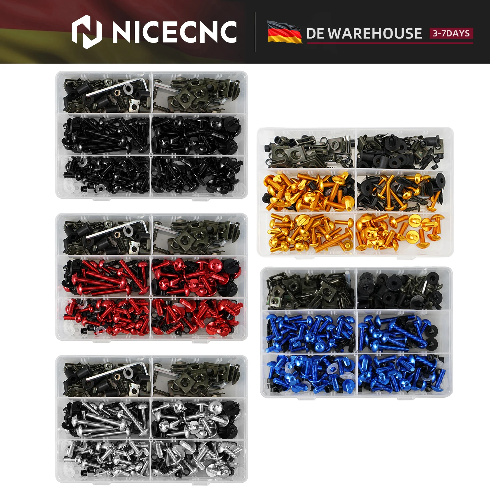 Kit de vis de carénage (253 pièces) pour Yamaha MT03 07 YZF Suzuki GSXR600 1000 GSXS Kawasaki Ninja Honda BMW (stock UE)