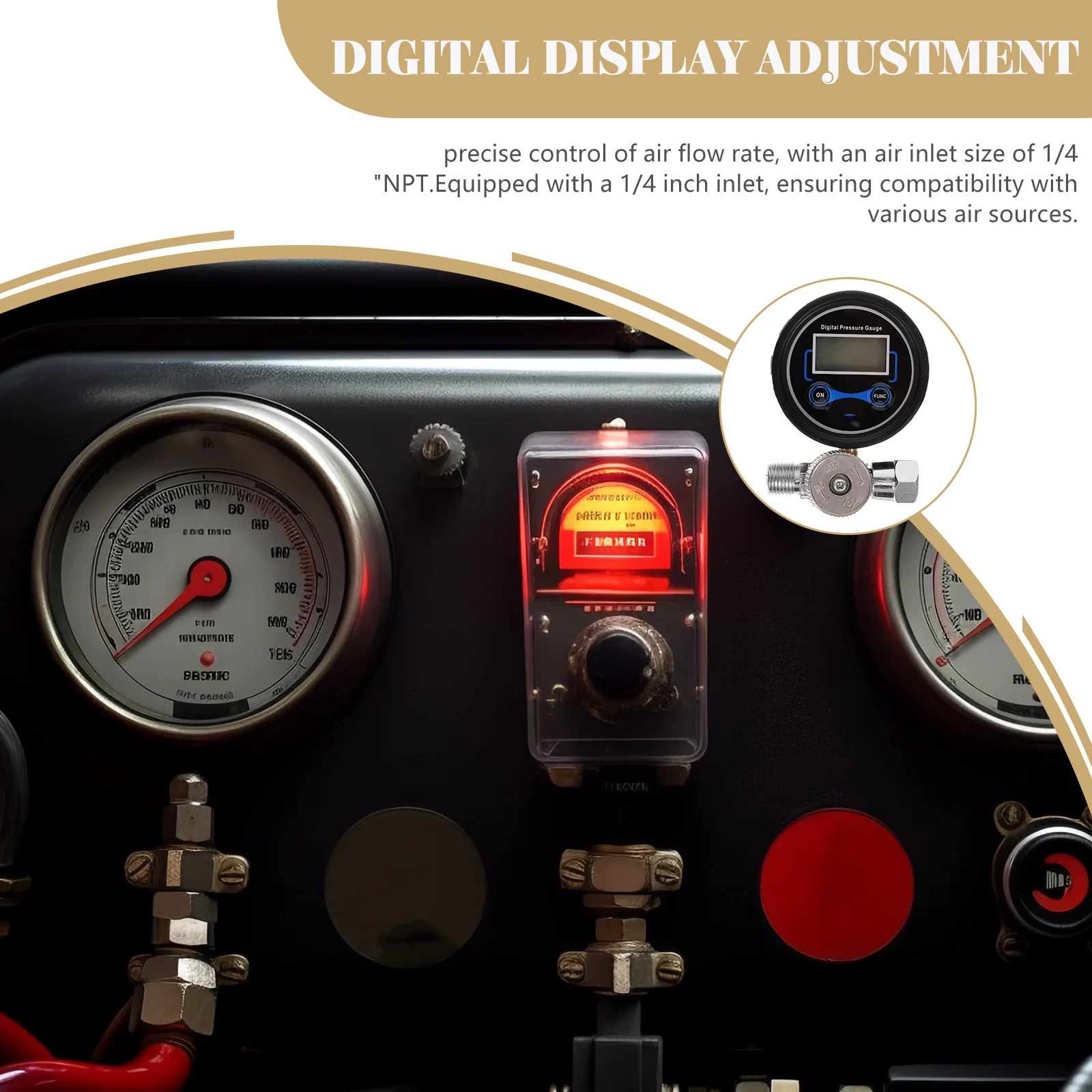 

Digital Pressure Gauge Pneumatic Air Regulator Control Valve 14 Inch Inlet Compatible Various Settings Easy Operation