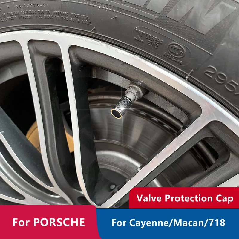 

Car Carbon Fiber Wheel Tire Valve Cap Cover For Porsche Macan/Cayenne/718 Aluminum Alloy Auto Valve Stem Caps Protection 4pcs